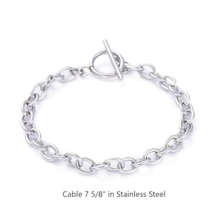 Stainless Steel Charm Bracelets with Toggle Clasp, Set of 2,  Choose Style and Color to add to Cart