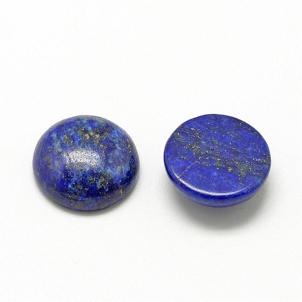 Natural Lapis Lazuli Cabochons, Round 8mm, Set of 5, Blue Gemstone Flat back Cabochons for Jewelry Making