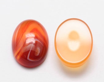 Natural Carnelian Gemstone Cabochon, Oval 40x30mm, Single Stone, Red Orange Agate , Flat back Cabochon for Jewelry Making,