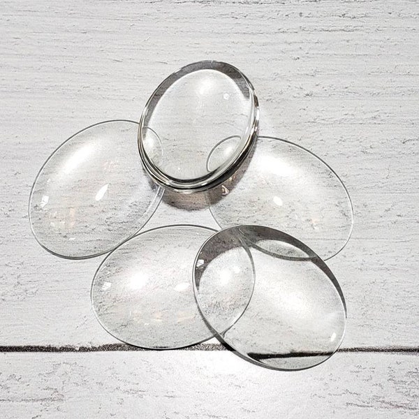 Oval Plain Glass Cabochon for DIY Jewelry, Domed Oval, Set of 5, 10 or 50, Choose 40x30, 18x13, 14x10 or 10x8mm