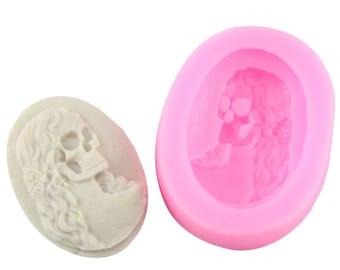Skull Cameo Silicone Mold, Casting Molds For UV Resin, Epoxy Resin Craft Making, Inner Size: 47x36mm, USA Seller Quick Shipping