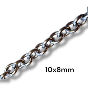 Classic Cable Stainless Steel Chain, Sold by the Foot, Choose 2x1.5, 4x3, 6x4, 8x6, 10x8 or 12x10mm, Unwelded, Choose Length