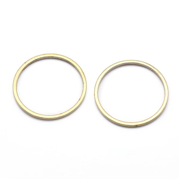 10 Pcs Unplated Brass 18mm Linking Ring, Connector Ring, Earring Pendant Finding, UV Resin Frame, Wire Wrapping, Raw Brass Circle
