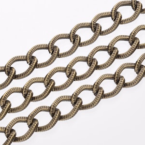LARGE Link Corrugated Twist Iron Alloy Chain, Sold by the Foot, Antique Bronze tone, 15x11mm Cable Link, Choose Length to add to cart