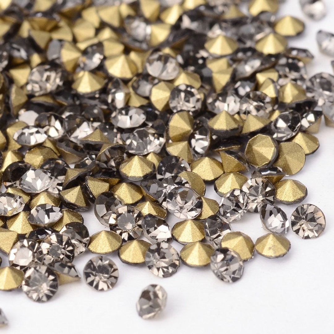 A Quality Black Diamond Glass Rhinestone, Point Back Gray, USA Seller ...