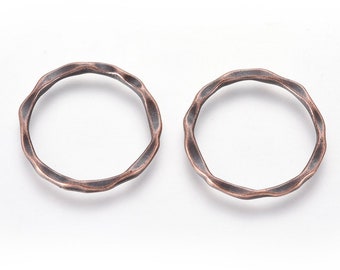 Antique Copper Tone 22mm Linking Ring, Hammered Finish, Connector Ring, Earring Pendant Finding, UV Resin Frame, Wire Wrapping