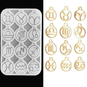 Zodiac Cabochon Silicone Pendant Mold, Mixed Shapes for Casting, for DIY UV Resin, Epoxy Resin Jewelry, USA Seller Fast Shipping, 31x26mm