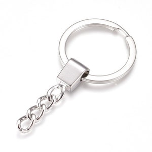 Keychain Ring Set of 10, Iron Alloy Keychain with Curb Link and 25mm Split Ring, Masculine, Tailored Upscale Chain, Choose Silver or Gold