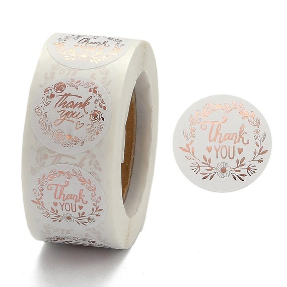 Rose Gold and White Thank You Sticker Roll 500 Stickers | Etsy