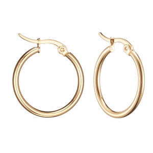Best Quality 5 Pairs Titanium Steel Hoop Earrings for Wire Wrapping, 15mm, 20mm or 60mm Diameter, Pin .7-1.0mm, Choose Color and MM