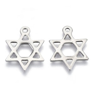 Stainless Steel Star of David Charm set of 50 or 200, DIY Jewelry Supply, Judaica, Jewish, Barmitzvah, Batmitzvah