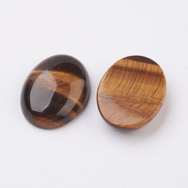 New Lower Price!!! Natural Tiger Eye Gemstone Cabochon, Oval 40x30mm, Single Stone, Gold Flash, Flat back for Jewelry Making, Root Chakra