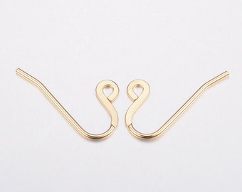 Golden Tone Stainless Steel Earring Wire, French Wire Flat shaped Wire Hook, Set of 10 Jewelry Findings for Earrings