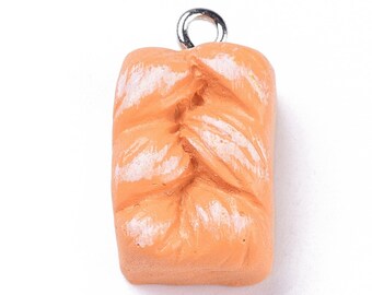 Challah Bread Resin Pendant Set, Set of 5 or 20, Beads for DIY Jewelry, Earrings, Pendants Food Theme, Judaica, 20x11x8mm