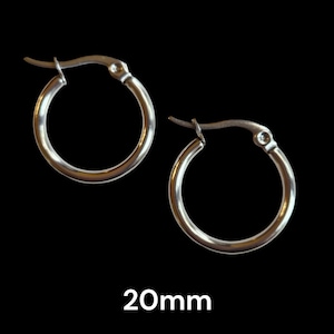 Better Quality 201 Stainless Steel Hoop Earrings, DIY Earrings, 12 Gauge, Choose 20mm or 25mm Diameter, Pin .8mm, Choose Lot size