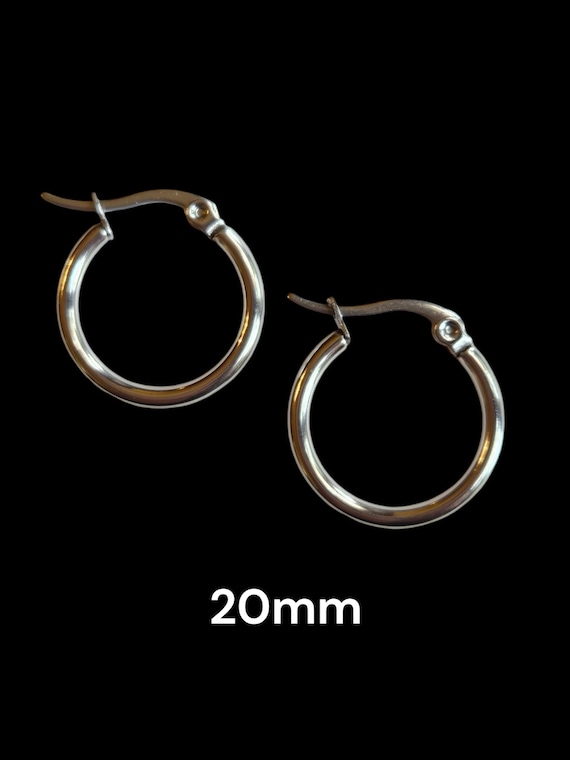 Better Quality 201 Stainless Steel Hoop Earrings, DIY Earrings, 12 Gauge, Choose 20mm or 25mm Diameter, Pin .8mm, Choose Lot size