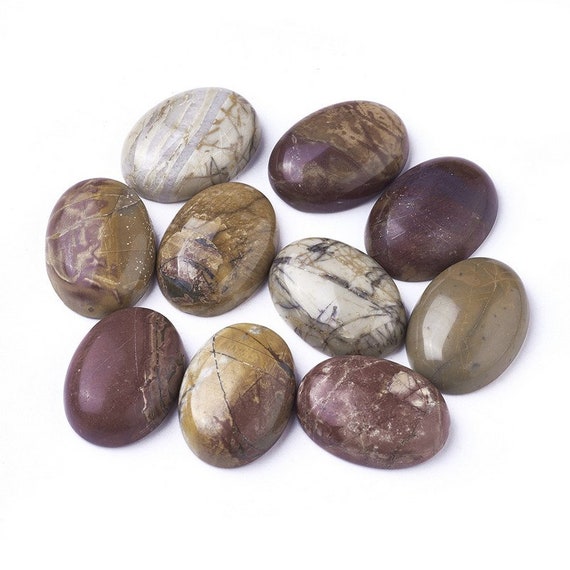 Natural Picasso Jasper Cabochons, Oval 25x18mm, One Piece, Brown/Red Gemstone Flat back Cabochons for Jewelry Making - Root Chakra