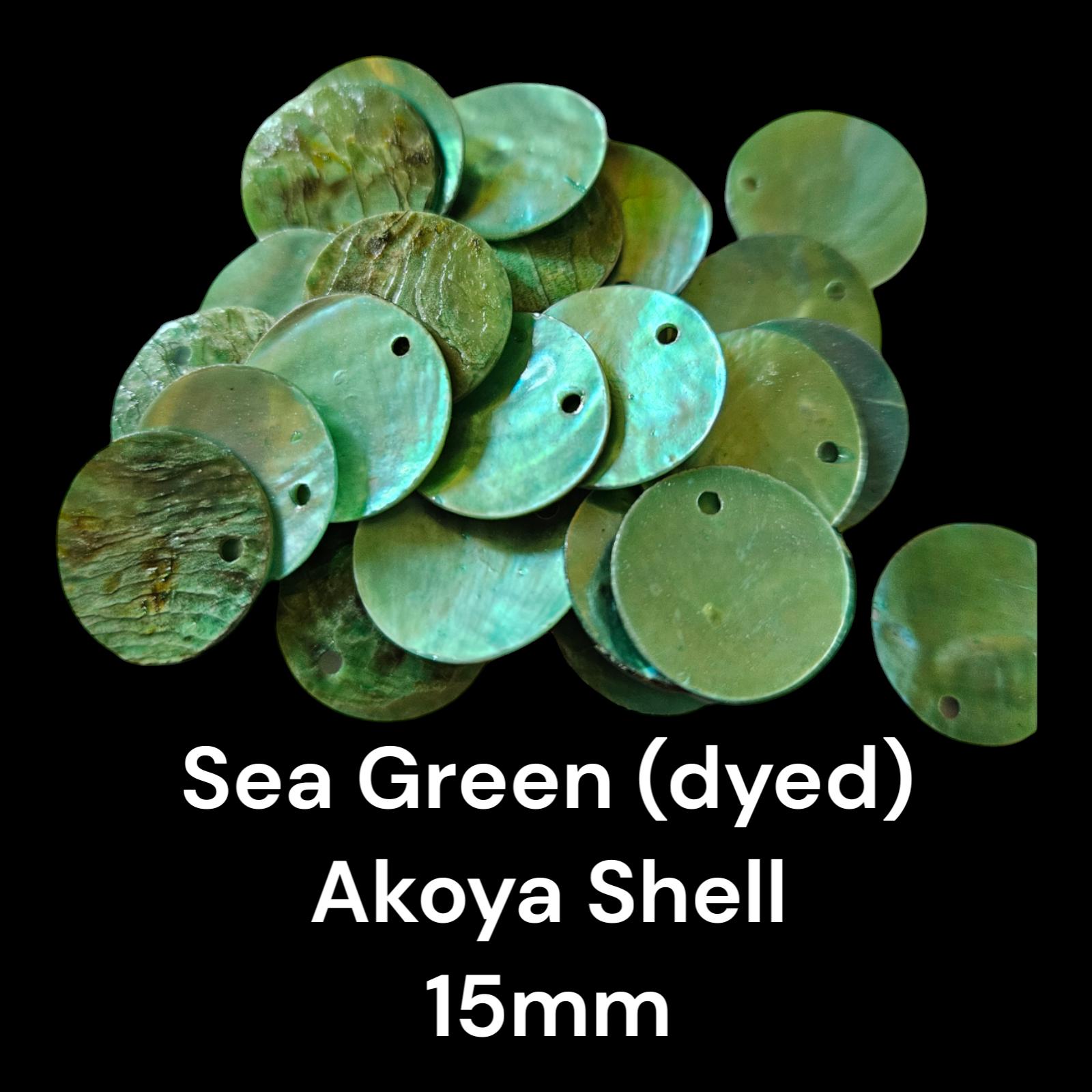 Sea Green (dyed) Natural Akoya Shell Round Top Drilled Pendant ...