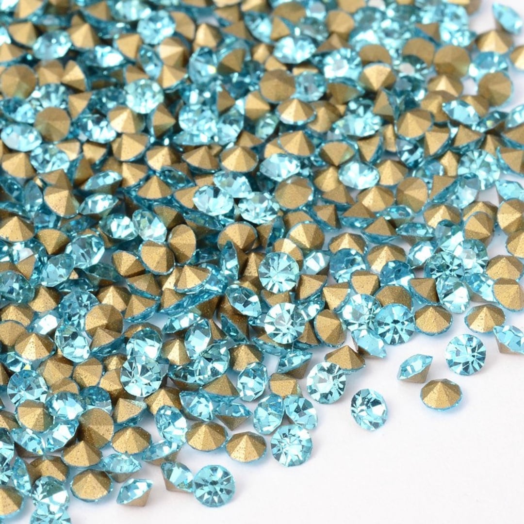 Is Rhinestone Blue A Color A Quality Dark Aqua Blue Glass Rhinestone, Point Back Greenish Blue ...