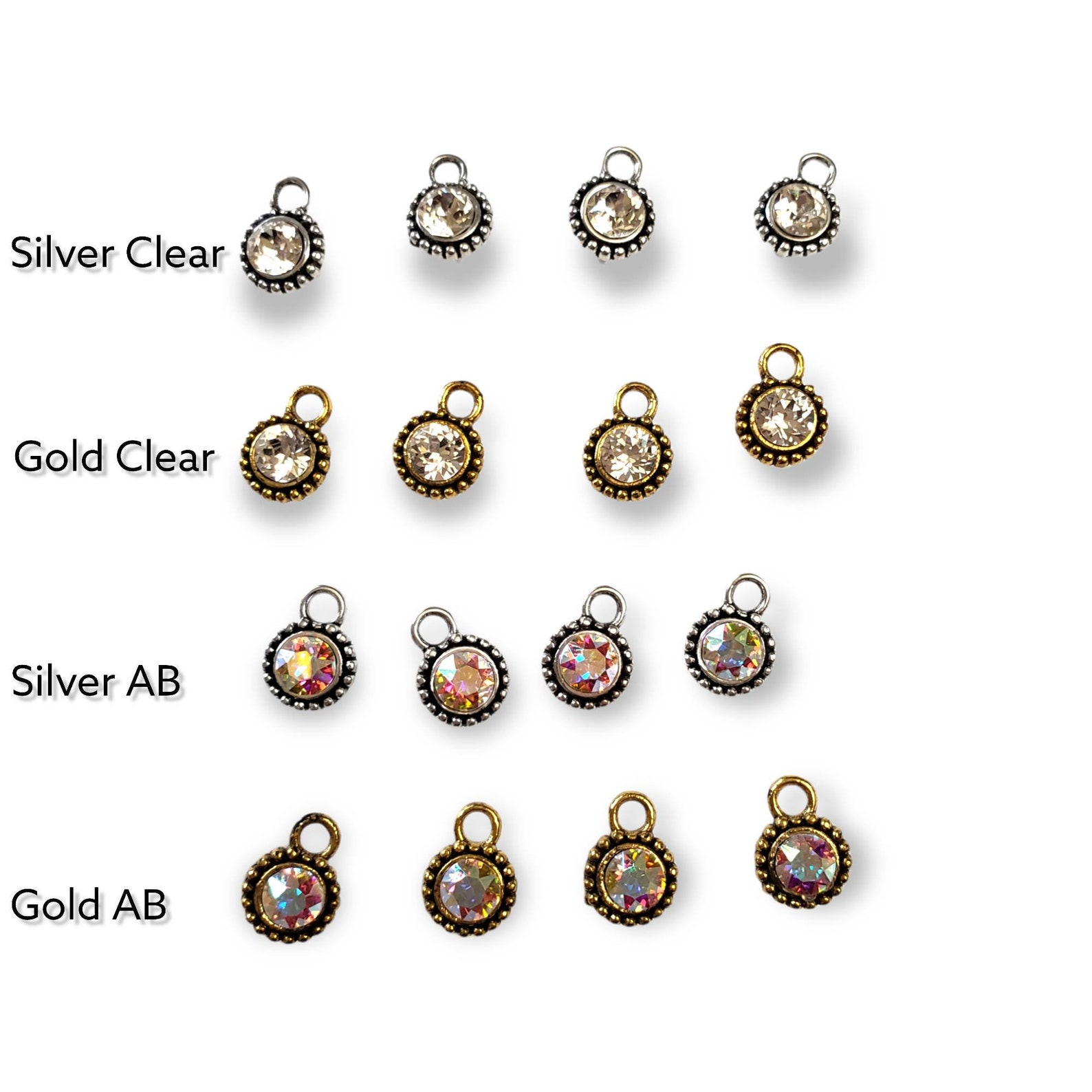 Glass Rhinestone Post Earring With Loop Findings, 2 Pairs, Choose ...