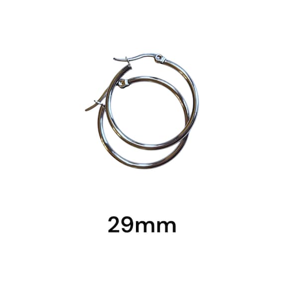 Best Quality (5 Pairs) Stainless Steel Hoop Earrings, DIY Earrings, 12 Gauge, Choose 23mm, 29mm Diameter, 39mm or 52mm, Pin .8mm
