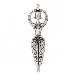 Zinc Alloy Ornate Fertility Goddess Connector Charm set of 10 or 50, Antique Silvertone Jewelry Supply, Venus of Willendorf