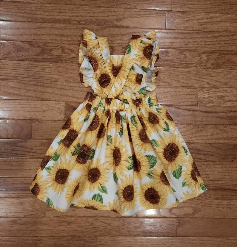 Sunflower Pinafore Dress for Baby and Girls Etsy