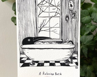 A Relaxing Bath - Birdface A5/A6 Print