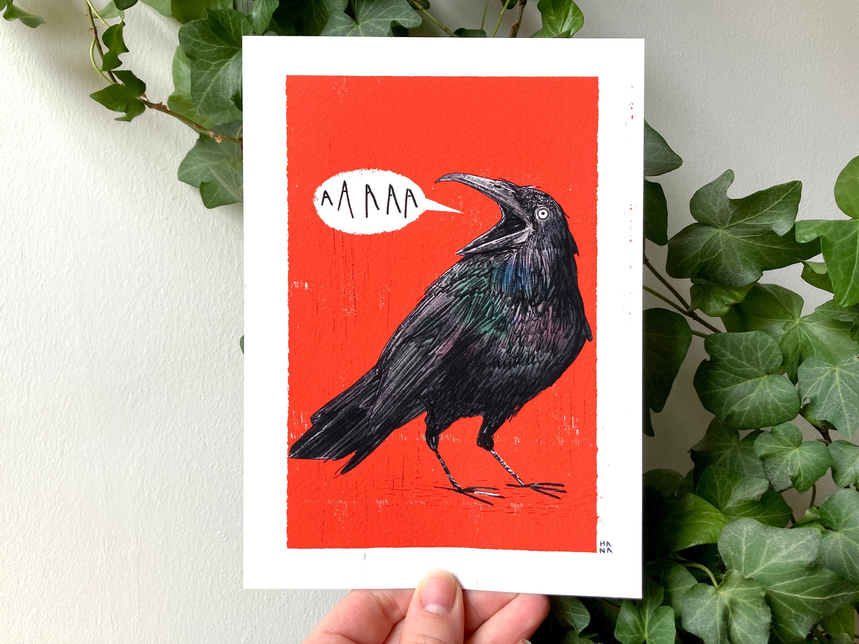 Screaming Crow - A6/A5 Print - Etsy