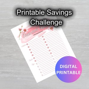 May include: Printable pink and white password keeper tracker with the text "Printable Savings Challenge Password Keep" and the website address "www.tracijane.etsy.com".