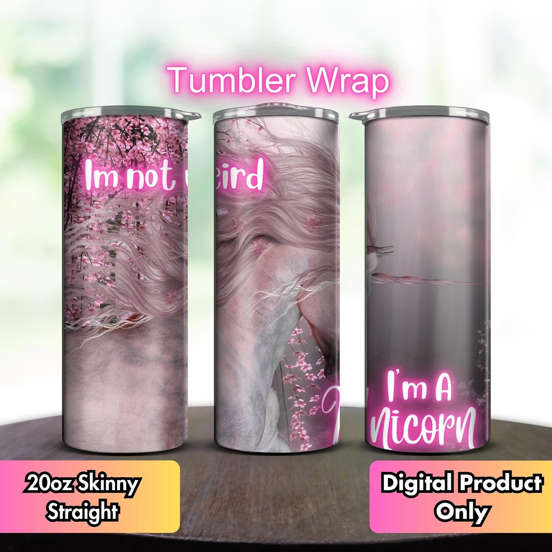 20 Oz Unicorn Skinny Tumbler Wrap PNG, Printable PDF, Sublimation ...