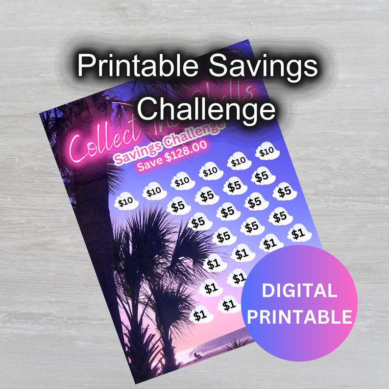Printable Low Savings Challenge, Savings Challenge, Printable