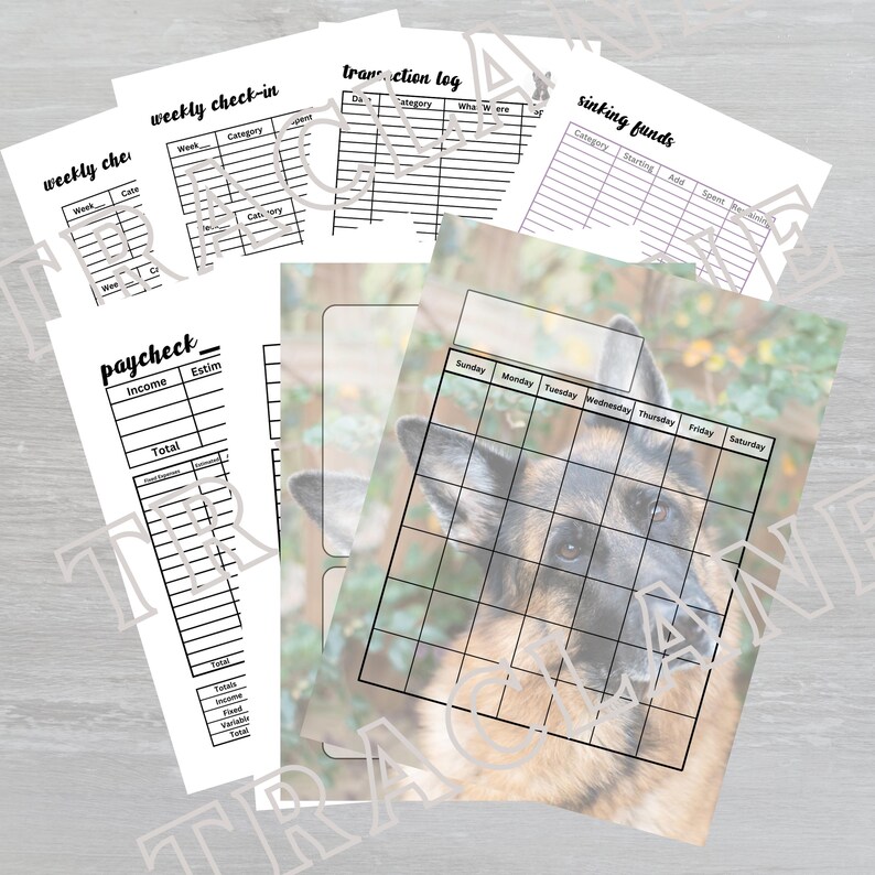 Printable German Shepherd Monthly/paycheck Budget,dog Monthly Budget