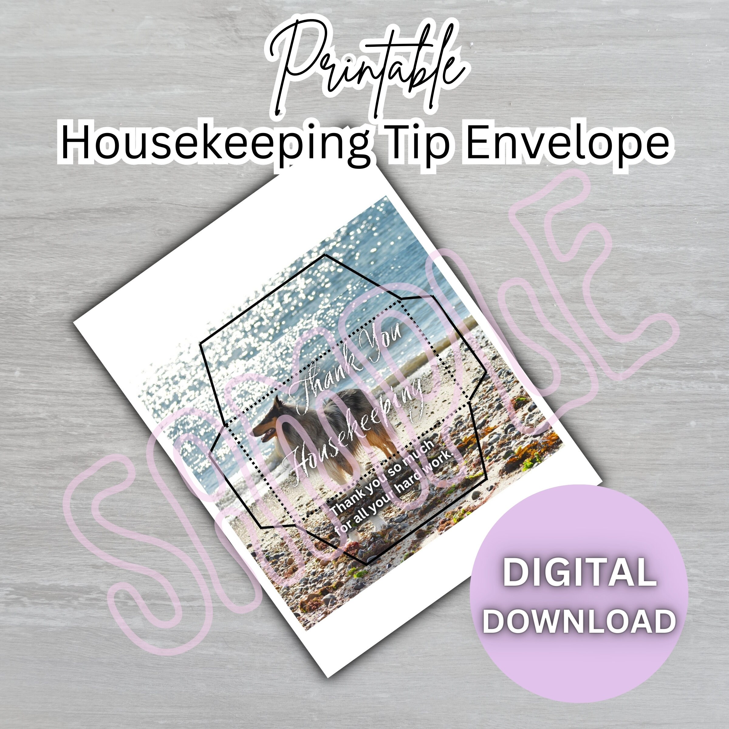 Beach Themed Housekeeping Tip Envelope Printable Rough Collie Tip Beach Themed Housekeeping Tip Envelope Printable Rough Collie Tip