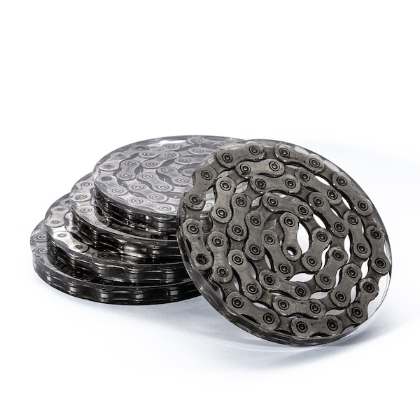 Circular COASTER - Full Chain - Hand made from bicycle chains and set in resin.
