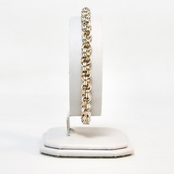 Double Spiral Bracelet in Sterling Silver and 14kt Gold