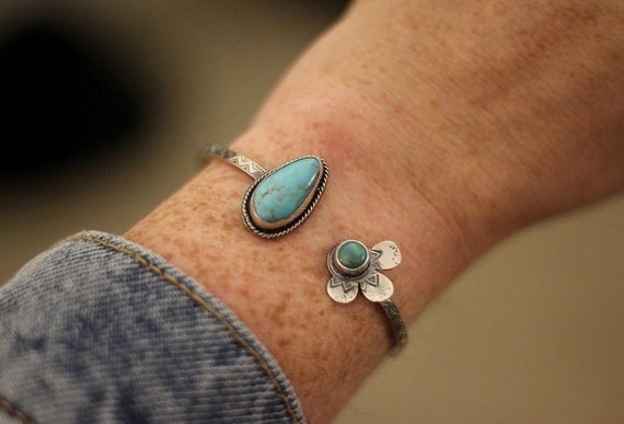 Turquoise Flower Cuff