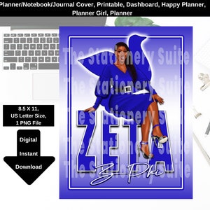 Planner Cover, Zeta Planner Cover, Printable, Sorority, Dashboard, Happy Planner, Notebook Cover, Journal Cover, Planner Girl, Planner, Zeta