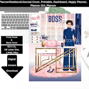 Planner Cover, Printable, Planner Girl, Planner, Girl Boss, Boss Lady, Stationery, Planner Cover, Dashboard, Happy Planner, Notebook,Journal