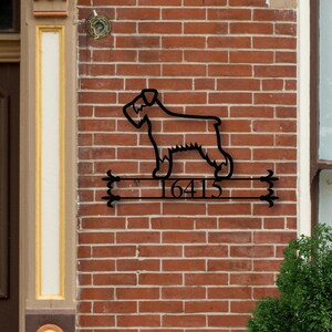 Personalized Metal Dog Sign, Metal House Number Dog Sign, Front Porch Sign, Address Sign, Metal Schnauzer Sign,Custom Schnauzer Address Sign