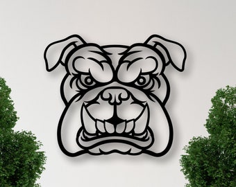 Bulldog Metal Wall Art, Bulldogs Metal Sign, Bulldogs Door Hanger, Dog Metal Art, Bulldog fans, Metal Decor,English Bulldog Art, Metal Signs