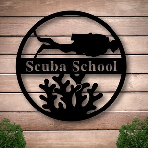 Personalized Beach Theme Sign,Custom Beach Theme Sign,Pool Scuba Diving Sign, Metal Family Name Sign for Beach, Pool House Decor, Beach Art