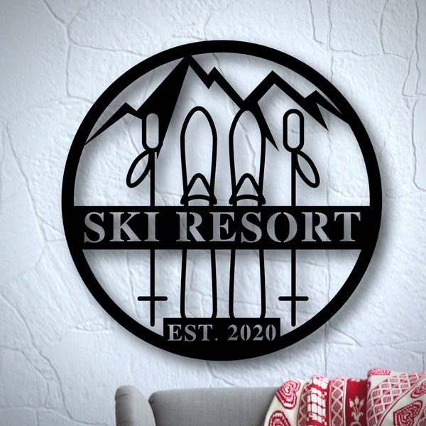 Personalized Snow Skiing Sign, Snow Skier Gifts with Name, Snow Ski Resort Gift, Snow Ski Lodge Decor, Snow Ski Sign, Custom Metal Sign