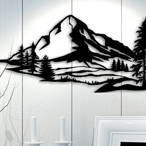 Mountain Wall Art, Metal Mountain Sign, Mountain Art, Mountain Range, Metal Outdoor Signs, outdoor wall decor, outdoor wall art Scandi decor image 1