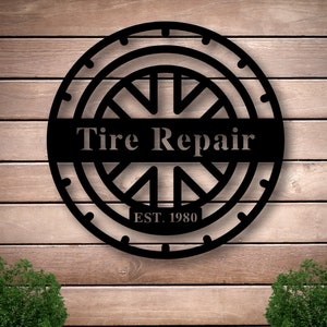 Personalized Metal Shop Sign, Custom Tire Shop Sign, Custom Workshop Metal Signs, Personalized Shop Sign, Mechanic Gift
