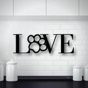 Metal Dog Paw Print Love Sign, Dog Lovers Metal Paw Print Wall Art, Metal Dog home decor, Dog Metal Wall Hanging, Dog Sign, Pet Sign