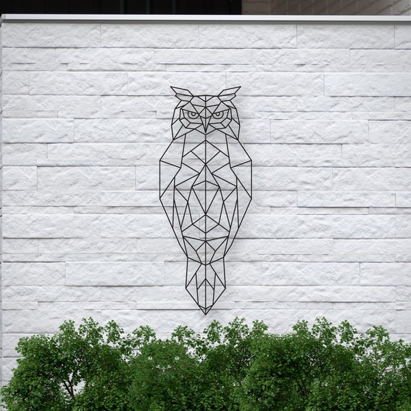 Owl Metal Wall Art, Metal Owl Garden Art, Metal Wall Art Geometric Owl, Geometric Metal Animal Wall Decor, Metal Wall Decor