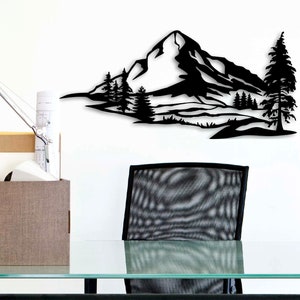 Mountain Wall Art, Mountain Office Decor, Metal Mountain Sign, Mountain Art, Mountain Range, Metal Outdoor Signs, Office Wall Art Mountains
