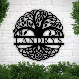 Personalized Tree of Life Metal Sign, Last Name Sign, Front Porch Sign, Family Name Sign, Housewarming gift, Wedding gift, Metal Wall Art