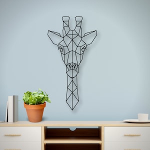 Metal Wall Art Geometric Giraffe Head,Giraffe Metal Wall Art, Metal Animal Wall Decor, Animal Mask, Fireplace Decor, Metal Wall Decor